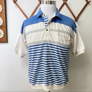 80s Vintage Color Block Striped Polo by Greenline International